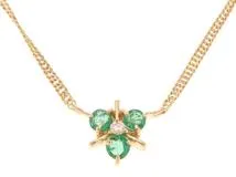 JEWELRY　ジュエリー　ネックレス　K18 イエローゴールド　エメラルド　ダイヤモンド0.015ct　約1.9g　2120000315152【207】