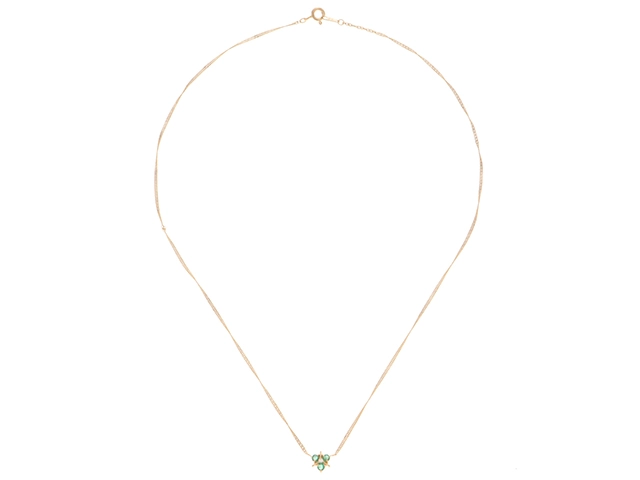 JEWELRY　ジュエリー　ネックレス　K18 イエローゴールド　エメラルド　ダイヤモンド0.015ct　約1.9g　2120000315152【432】