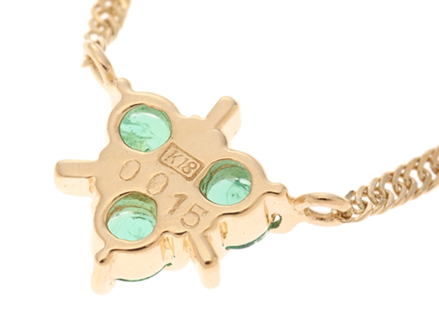 JEWELRY　ジュエリー　ネックレス　K18 イエローゴールド　エメラルド　ダイヤモンド0.015ct　約1.9g　2120000315152【432】