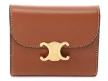 CELINE　セリーヌ　財布　トリオンフ　スモール　フラップウォレット　タン　シャイニーラムスキン　10D783BZG.04LU　2120000318719　【中古】【大黒屋】【200】