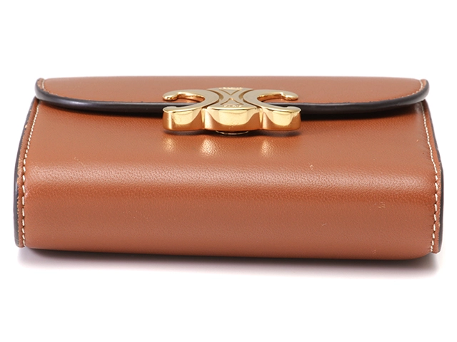 CELINE　セリーヌ　財布　トリオンフ　スモール　フラップウォレット　タン　シャイニーラムスキン　10D783BZG.04LU　2120000318719　【中古】【大黒屋】【200】