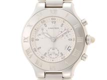 CARTIER　カルティエ　マスト21 クロノスカス　クォーツ　SS/ラバー　ホワイト　W10184U2　【432】　【2120000318948】