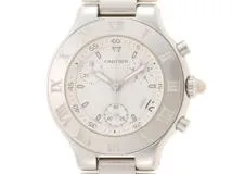 CARTIER　カルティエ　マスト21 クロノスカス　クォーツ　SS/ラバー　ホワイト　W10184U2　【432】　【2120000318948】