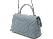 CHANEL　シャネル　マトラッセ ココハンドルラージ　チェーンショルダー　ブルーグレー　GP　キャビア　A92991【431】2120000319686