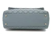 CHANEL　シャネル　マトラッセ ココハンドルラージ　チェーンショルダー　ブルーグレー　GP　キャビア　A92991【431】2120000319686