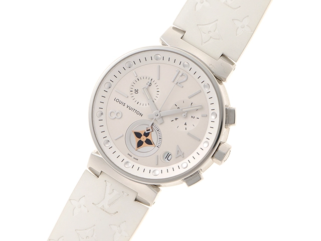 LOUIS VUITTON ルイヴィトン 時計 タンブールムーンスターGM Q8D10Z シルバー文字盤 ステンレススチール/ラバー クォーツ メンズ