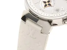 LOUIS VUITTON　ルイヴィトン　時計　タンブールムーンスターGM　Q8D10Z　シルバー文字盤　ステンレススチール/ラバー　クォーツ　メンズ