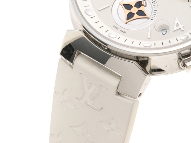 LOUIS VUITTON ルイヴィトン 時計 タンブールムーンスターGM Q8D10Z シルバー文字盤 ステンレススチール/ラバー クォーツ メンズ