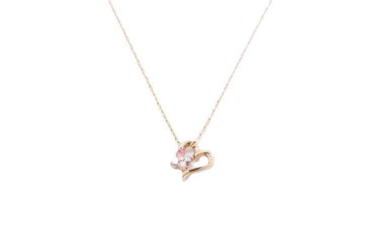 新しい 4℃ ヨンドシー ピンクゴールド K10PG ハートモチーフ ネックレス アクセサリー