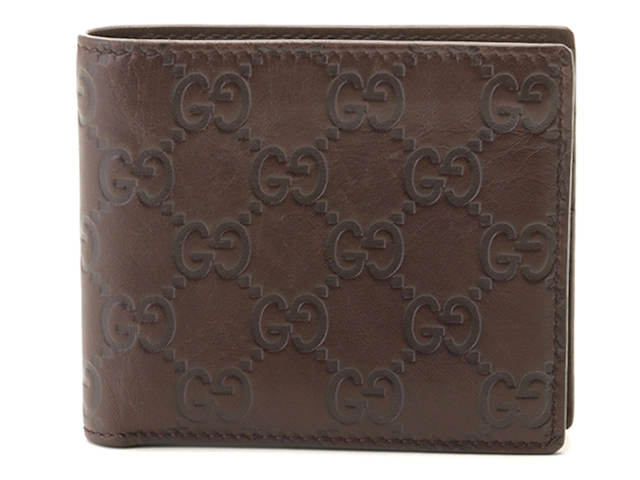 GUCCI グッチ 財布 グッチシマ 二つ折札入れ 145754 ダーク