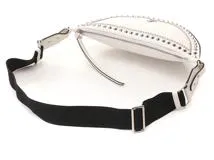 JIMMY CHOO ジミーチュウ スタッズ ボディバッグ ホワイト／ブラック／ＳＶ レザー【430】2120000323379