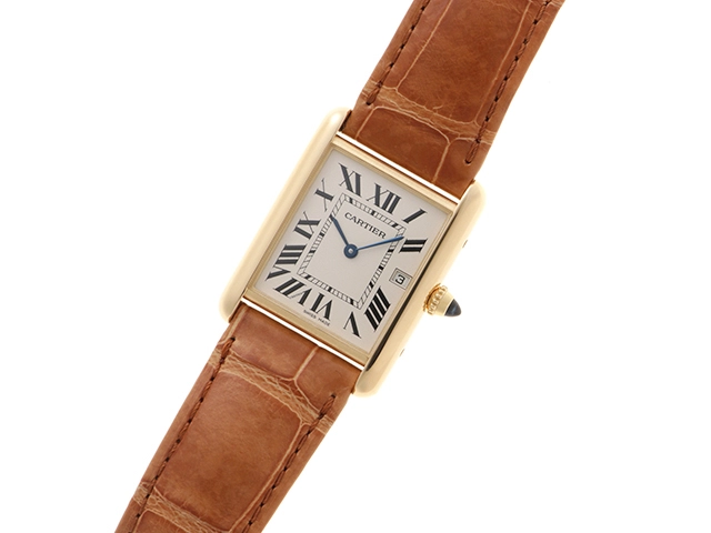 Cartier カルティエ レディース クオーツ タンク・ルイLM W1529756 ホワイト文字盤 K18YG/アリゲーター【472】HK