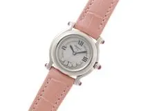 Chopard　ショパール　ハッピースポーツ　27/8245-21　ステンレス/革　5Pダイヤモンド　社外ベルト　女性用クオーツ時計【473】