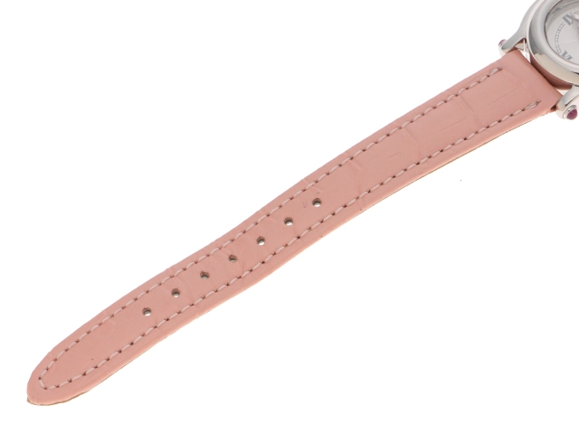 Chopard　ショパール　ハッピースポーツ　27/8245-21　ステンレス/革　5Pダイヤモンド　社外ベルト　女性用クオーツ時計【473】