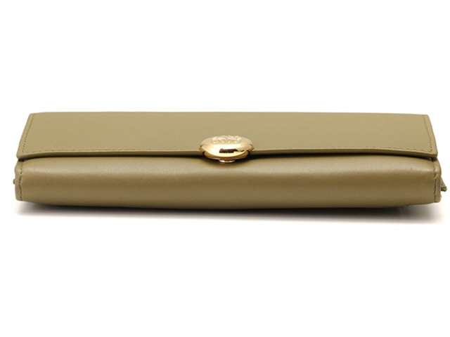 LOEWE ロエベ ペブル 長財布 コンティネンタルウォレット カーキ カーフ【473】