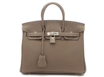 HERMES エルメス ハンドバッグ バーキン25 エトゥープ トゴ シルバー金具 D刻印 2120000327322【430】