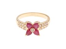 JEWELRY ノンブランドジュエリー リング 14号 K18/ルビー1.00ct/ダイヤモンド0.35ct/重さ約4.7g【472】YY