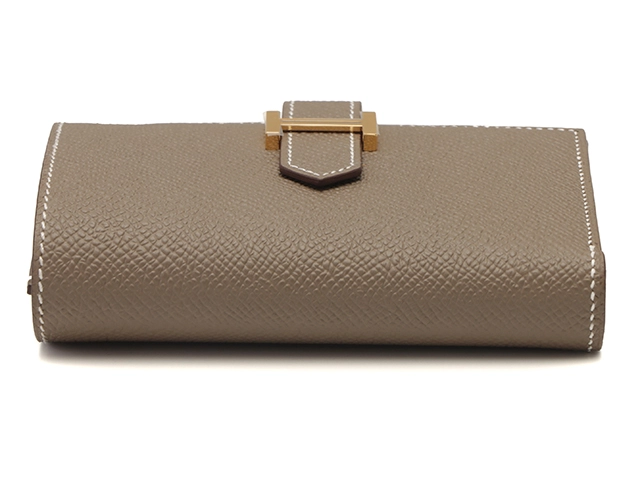 Hermès エルメス ベアンコンパクト エトゥープ ヴォーエプソン ゴールド金具 W刻印 2024年頃製造 【471】L