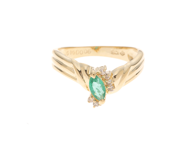 K18天然￼エメラルド ダイヤモンド リング. 2.86グラム..#11 ￼ Emerald K18エメラルド ダイヤモンドリング (NO.49058) – JEX
