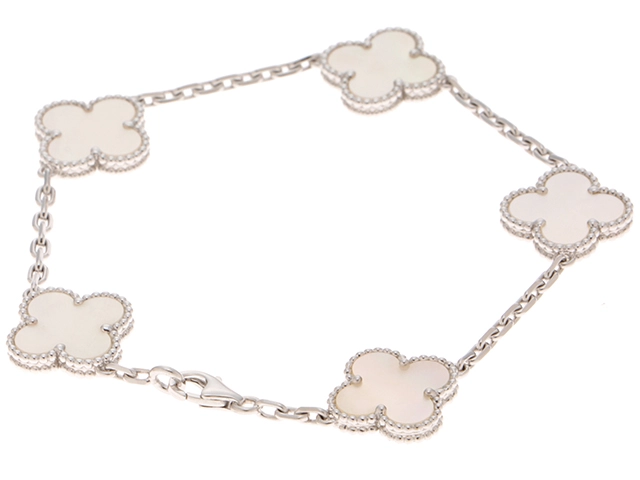Van Cleef & Arpels　ヴァン クリーフ&アーペル　ヴィンテージアルハンブラ  　ブレスレット　旧型　K18WG　白蝶貝  　12.3g  　2120000329524【432】