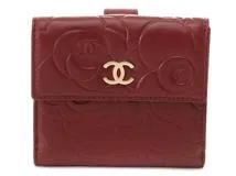 CHANEL シャネル　カメリア　財布　オーガナイザー CHANEL シャネル カメリア Wホック財布 ボルドー/GP レザー