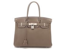 HERMES エルメス バーキン30 エトゥープ/パラジウム金具 トゴ □P刻印 【460】2120000331992