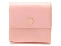 CHANEL シャネル ココボタン Wホック財布 ピンク/GP レザー【431】 の