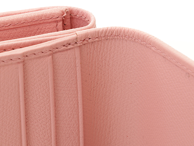 CHANEL シャネル ココボタン Wホック財布 ピンク/GP レザー【431】 の