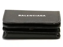 BALENCIAGA ブラック　ミニウォレット　財布 BALENCIAGA バレンシアガ エッセンシャルミニウォレット 三