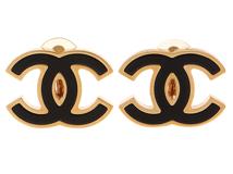 CHANEL　シャネル　ココマークイヤリング　メタル（ＧＰ）／ブラック　【471】