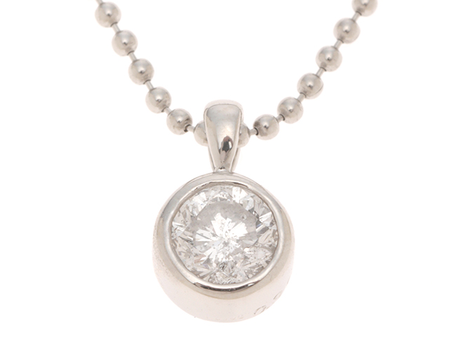 Pt850 D0.31ct ネックレス 粗目小豆チェーン ネックレス Pt850 幅3.8mm 1.2φ 50cm