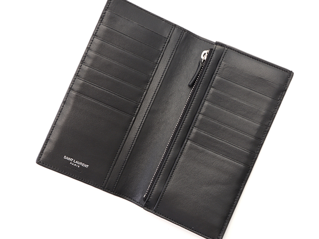 SAINT LAURENT サンローラン 二つ折長財布 ブラック クロコ型