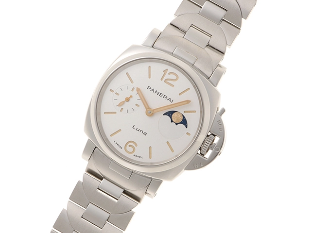 PANERAI パネライ 腕時計 2023年正規品 ルミノール ドゥエ ルナ PAM01301 スティール ホワイト文字盤 自動巻き 【472】SJ