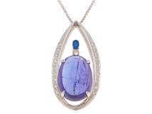 JEWELRY ノンブランドジュエリー ネックレス プラチナ850/プラチナ900 タンザナイト10.59/ダイヤモンド0.12/アオイナイト0.09/オパール0.05ct【472】SJ