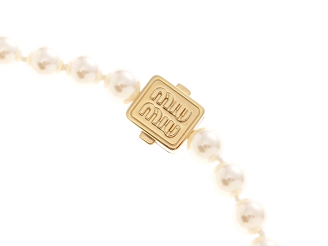 miu miu 　ミュウミュウ　アクセサリー　人工パール付 メタル ネックレス　Mサイズ　5IC167_2CVA_F04A6【472】AH