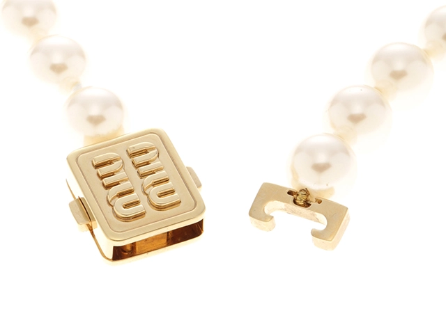 miu miu 　ミュウミュウ　アクセサリー　人工パール付 メタル ネックレス　Mサイズ　5IC167_2CVA_F04A6【472】AH