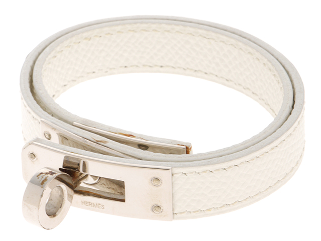HERMES エルメス ケリードゥブルトゥールブレスレット ホワイト ヴォー