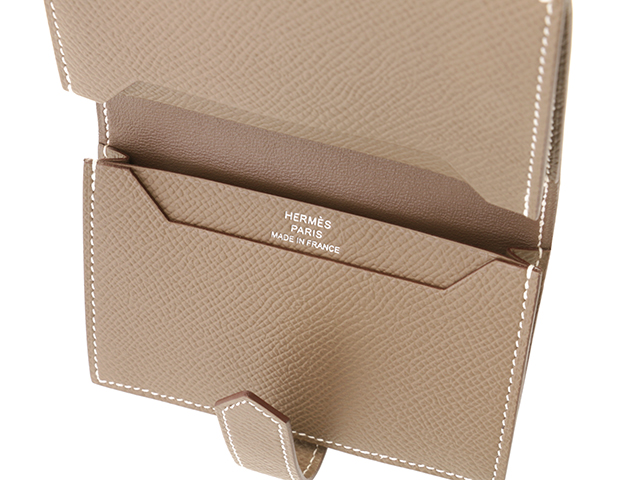 HERMES エルメス ベアンカードケース エトゥープ SV シルバー