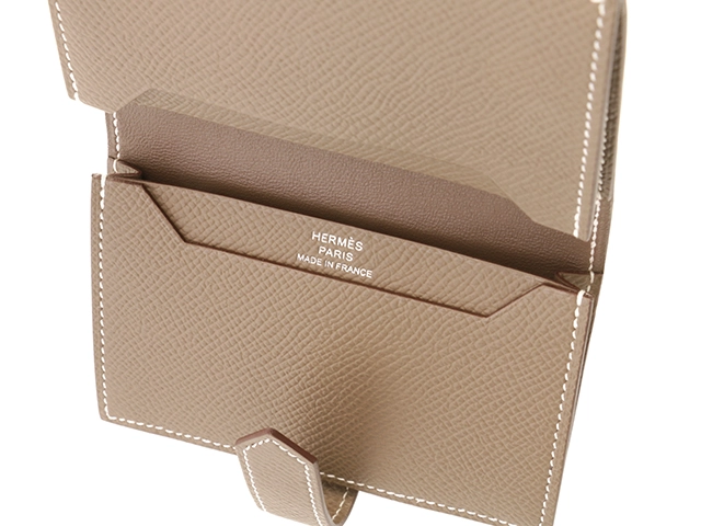 HERMES エルメス ベアンカードケース エトゥープ SV シルバー金具 W刻 2024年 2120000340420【200】