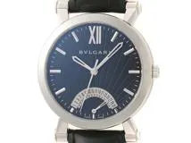 BVLGARI　ブルガリ　時計　ソティリオ　ブルガリ　レトログラード　SB42SDR　メンズ　自動巻き　SS/アリゲーターレザー　ブラック文字盤【431】2120000340543