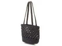 PRADA プラダ クロシェミニトートバッグ ブラック ビスコース 夏物