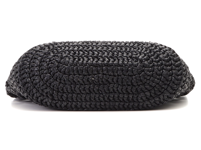 PRADA プラダ クロシェミニトートバッグ ブラック ビスコース 夏物 1BG494【472】YY