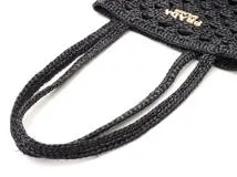 PRADA プラダ クロシェミニトートバッグ ブラック ビスコース 夏物 1BG494【472】YY