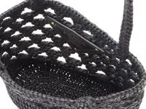 PRADA プラダ クロシェミニトートバッグ ブラック ビスコース 夏物 1BG494【472】YY