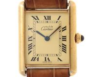 Cartier カルティエ 腕時計 マストタンクLM W1002754 シルバー925/GP/アリゲーターベルト クォーツ【472】SJ