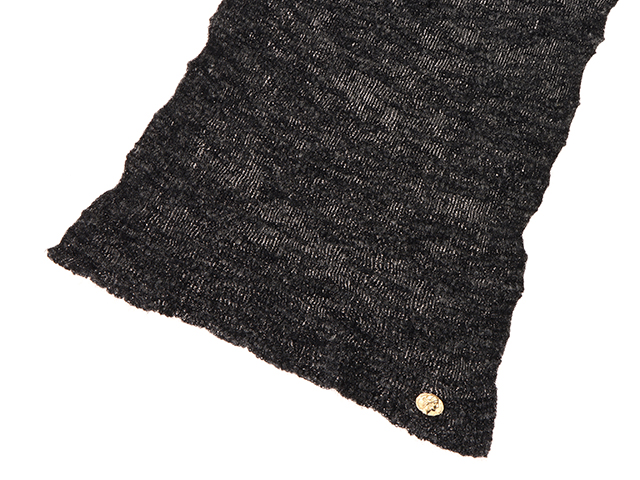 CHANEL シャネル ストール ブラック/グレー アルパカ/ナイロン/麻  