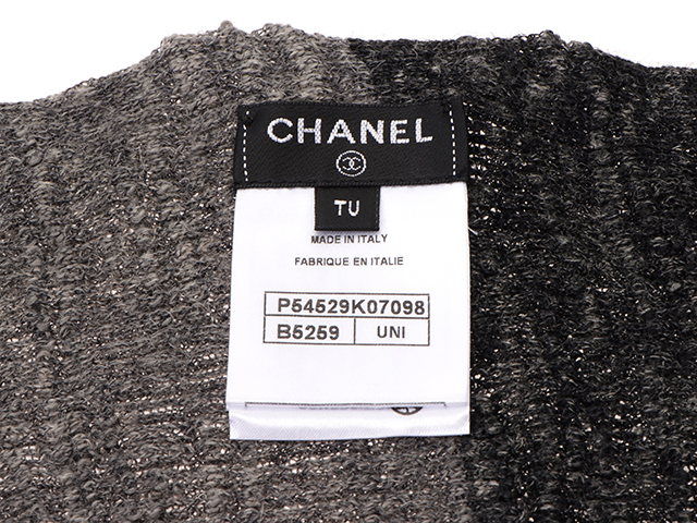 CHANEL Chanel Stole Black/Gray Alpaca/Nylon/Linen P54529K07098  