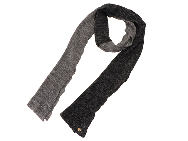 CHANEL シャネル ストール ブラック/グレー アルパカ/ナイロン/麻  