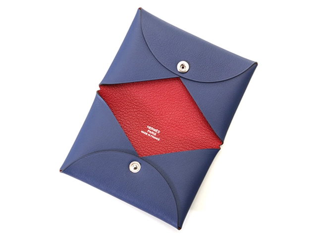 HERMES エルメス カルヴィ ヴェルソ ヴォースイフト ブルーネイビー/レッド/SV W刻印 2120000343476【434】