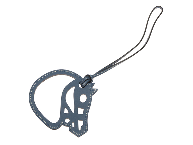 HERMES エルメス パドックシュウバァル ホースチャーム ブルー ヴォー
